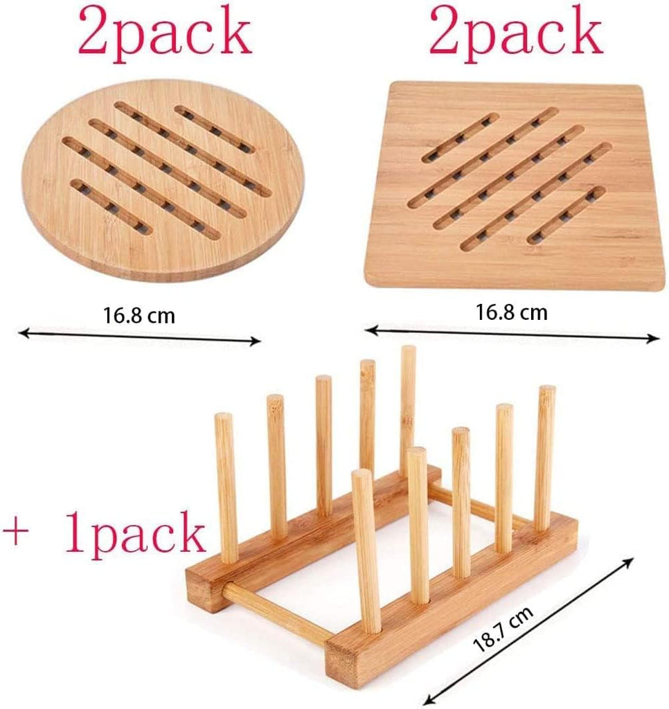 Bamboo Trivet Kitchen Bamboo Hot Pads Trivet Natural Bamboo Trivet Mat Set for Hot Dishes/Pot/Bowl/Teapot/Hot Pot
