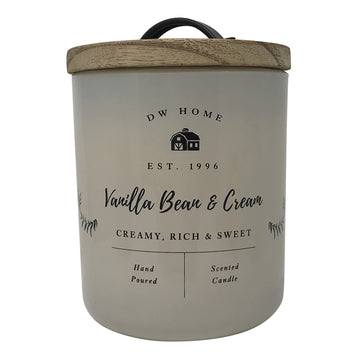 Farmhouse Series Hand Poured Richly Scented Single Wick Candle with Wood Lid, 9.3 oz (Vanilla Bean & Cream)