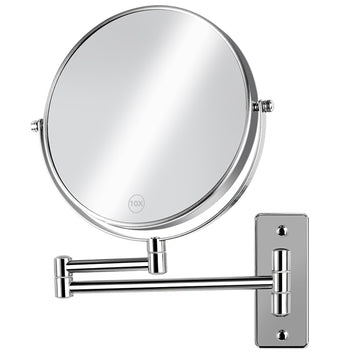 8 inch Wall Mounted Makeup Mirror, 1X/10X Magnifying Double-Sided Wall Mount Shaving Mirror (Close-Up 10X)