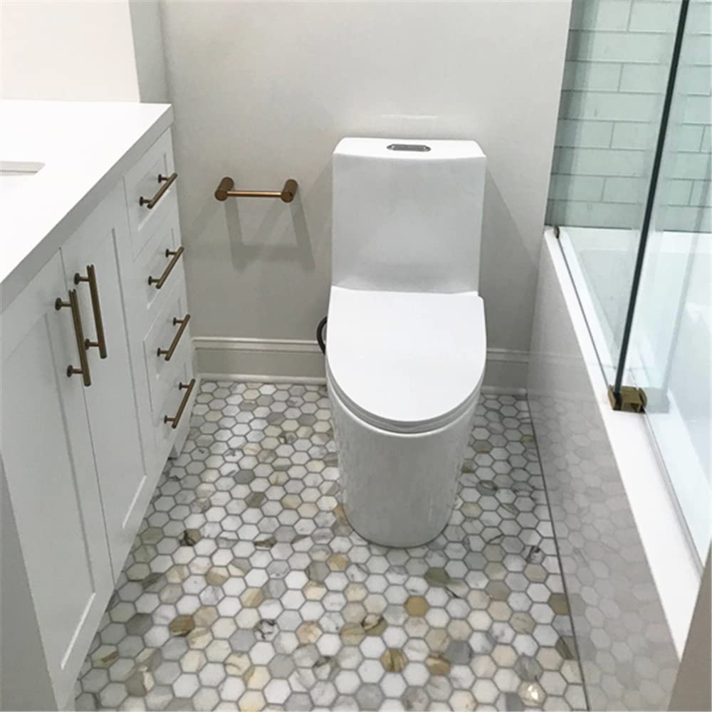 Calacatta Gold Marble 2 inch Hexagon Mosaic Tile Polished Kitchen Bath Wall Floor Backsplash Shower (1 Sheet)