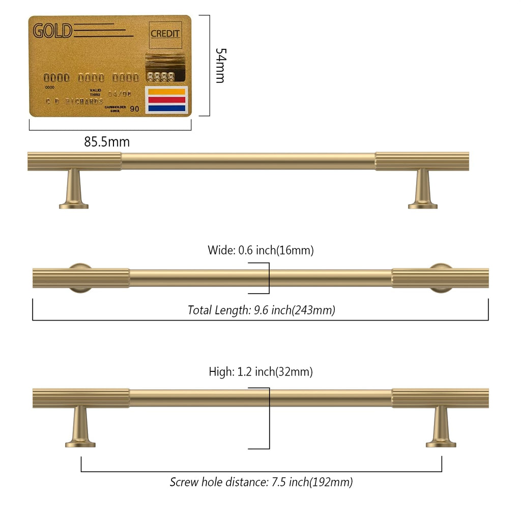 10 Pack Champagne Bronze Cabinet Pulls 7.5"