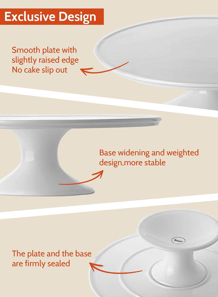 Porcelain Cake Stand 12-Inch, Round Dessert Display, Elegant White Cupcake Holder for Celebrations, Weddings, Parties