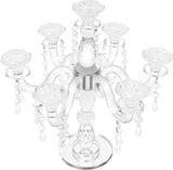 Crystal Candle Holders, 7-Arm 14 Inch Crystal Taper Candlestick Candelabra, Candle Holder Centerpiece