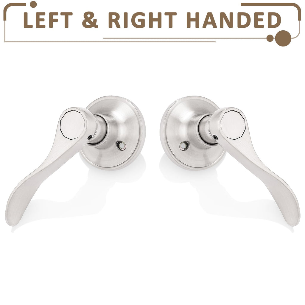 4 Pack Dummy Door Lever Door Handle for Left Hand and Right Hand, Wave Style French Door Handle with Satin Nickel