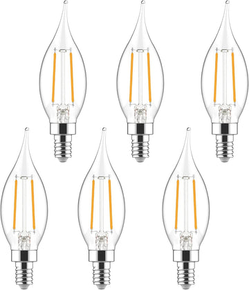 E12 Candelabra Bulb 40 Watt Equivalent, LED Chandelier Light Bulbs Dimmable 2700K Soft White, CA10 Candle Shape E12
