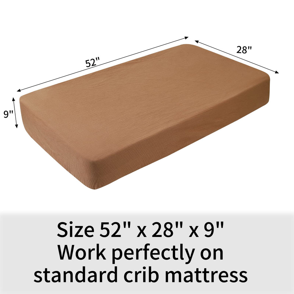 Muslin Crib Sheets 2 Pack, 52" x 28", Brown and Rainbow