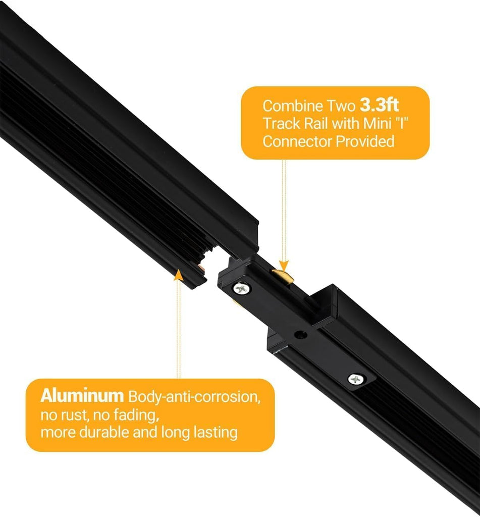 Plug in Track Lighting with Power Cord, 8-Light 3000K Black
