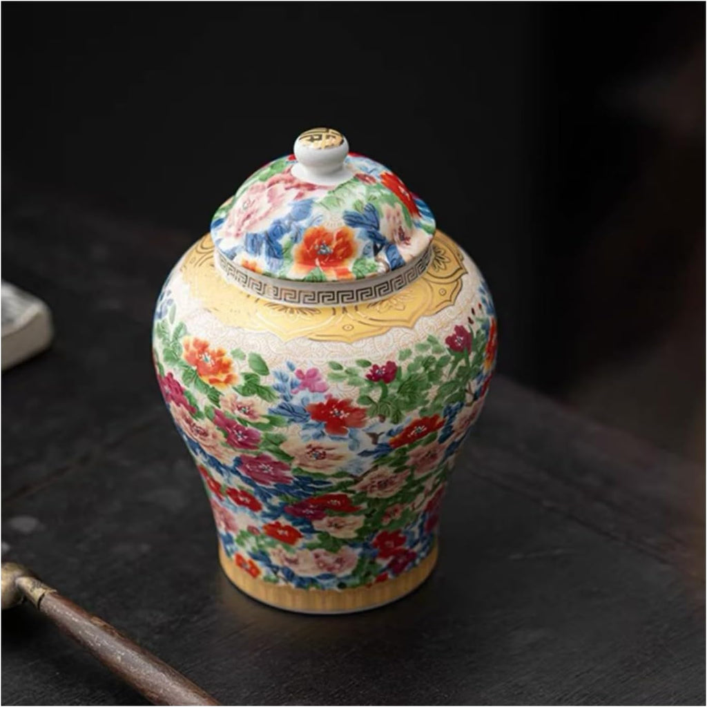 8 inches Ginger Jar with Lid Chinese Decorative Ceramic Tea Storage