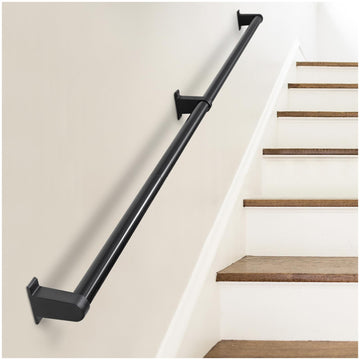 Industrial Stair Railing Metal Hand Rails for Indoor & Outdoor Steps Wall Mount Hand Rails for Indoor Stairs 1.25"