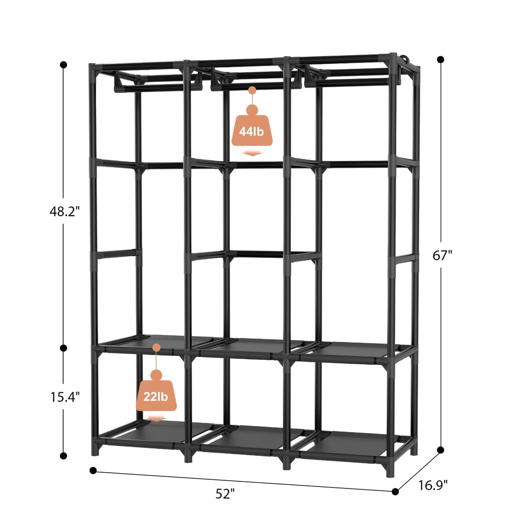 Wardrobe Closet, Portable Closets for Hanging Clothes 19mm Steel Tube Portable Wardrobe Closet , Clothes Rack with