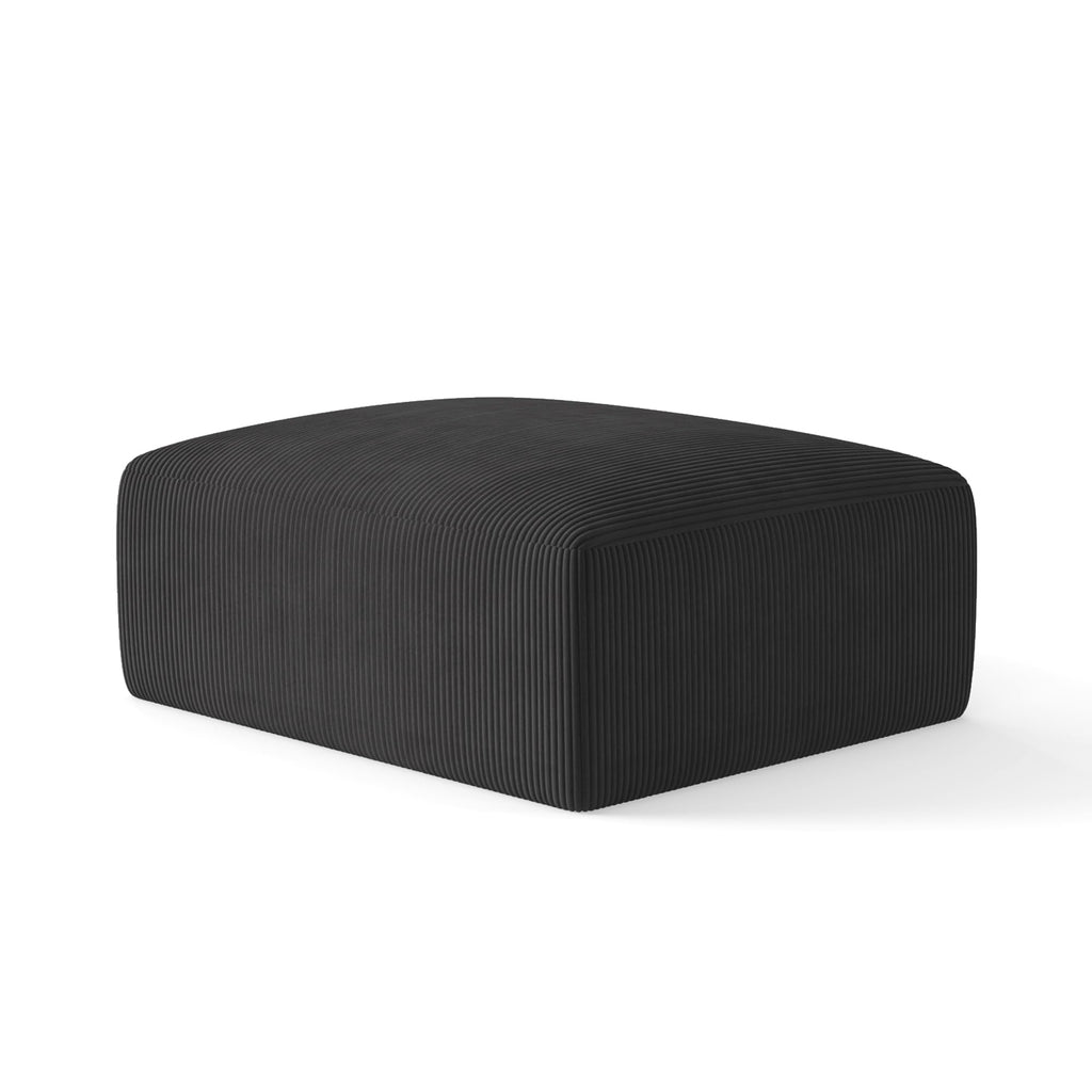 40" Oversized Square Corduroy Ottoman, Large Ottoman Pouf Footstool, Black