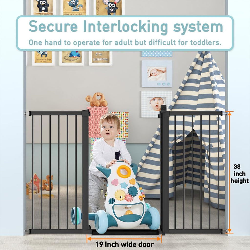 38" Extra Tall Pet Cat Gate, 54.4"-59.8" Extra Wide Long Dog Pet Gate Indoor, Safety Child Toddler Gate for Kids