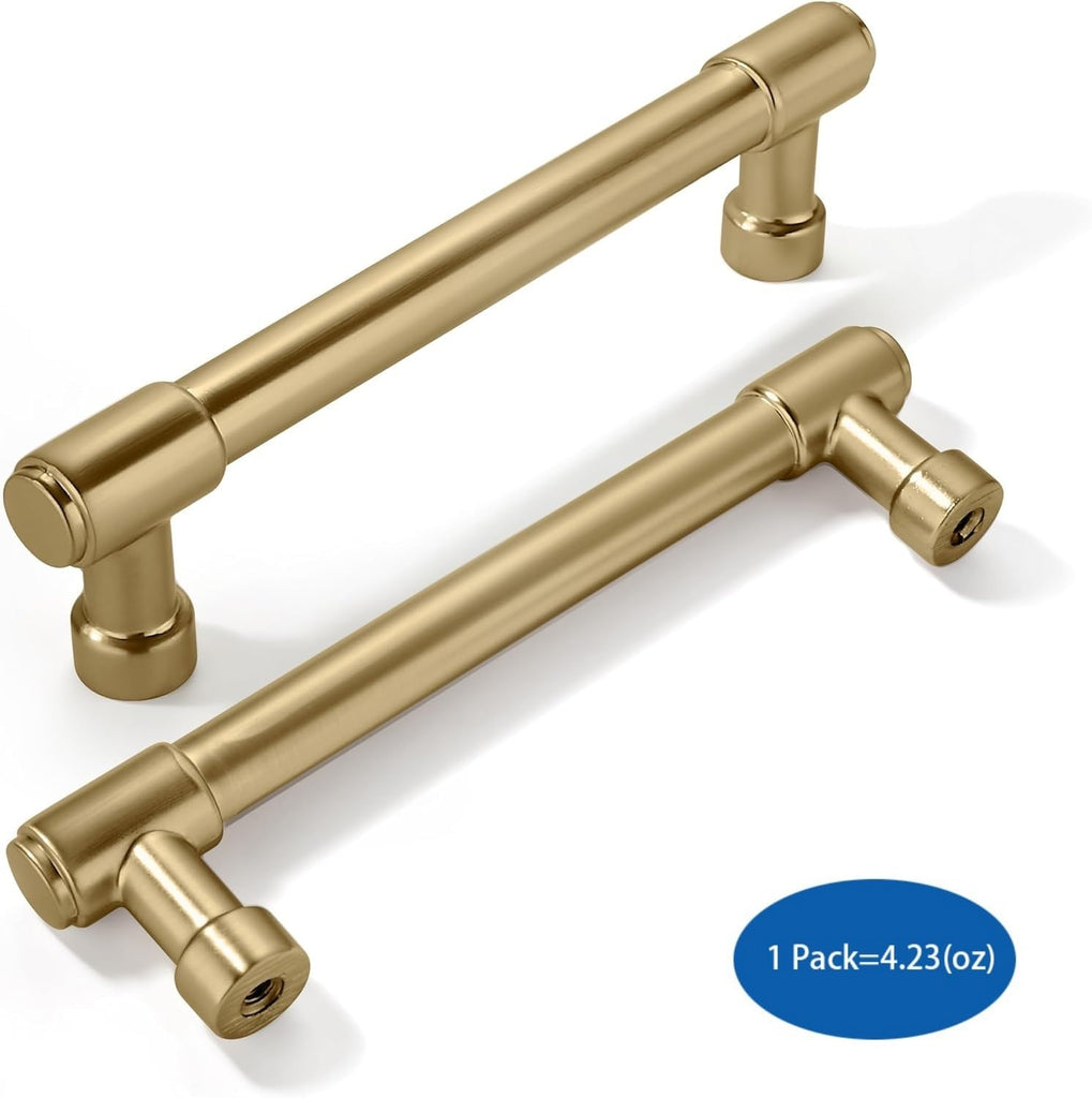 10 Pack 3-3/4 Inch(96mm) Champagne Bronze Cabinet Pulls - Satin Brass Gold Kitchen Cabinet Hardware for Cupboard