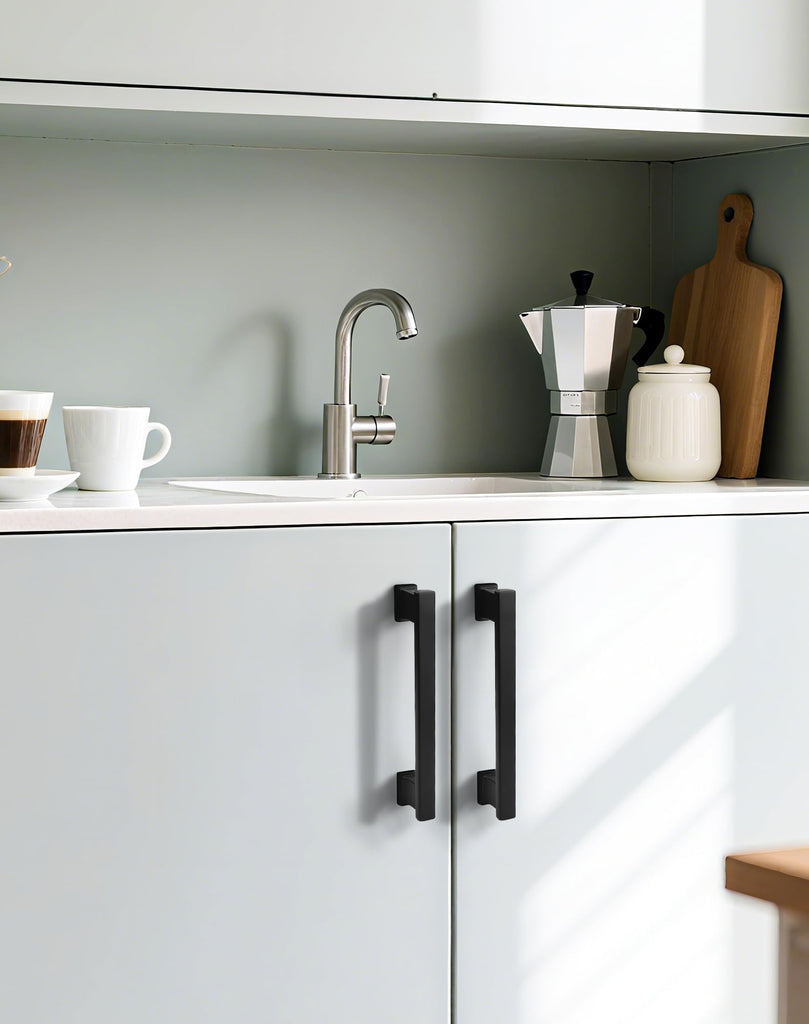 5 Pack Matte Black Kitchen Cabinet Pulls 6.3 Inch (160mm) Hole Centers Cabinet Pulls for Cabinets Cupboard Handles
