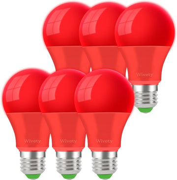 LED Red Light Bulb, A19 9W, Red Cover, E26 Base, Non-Dimmable