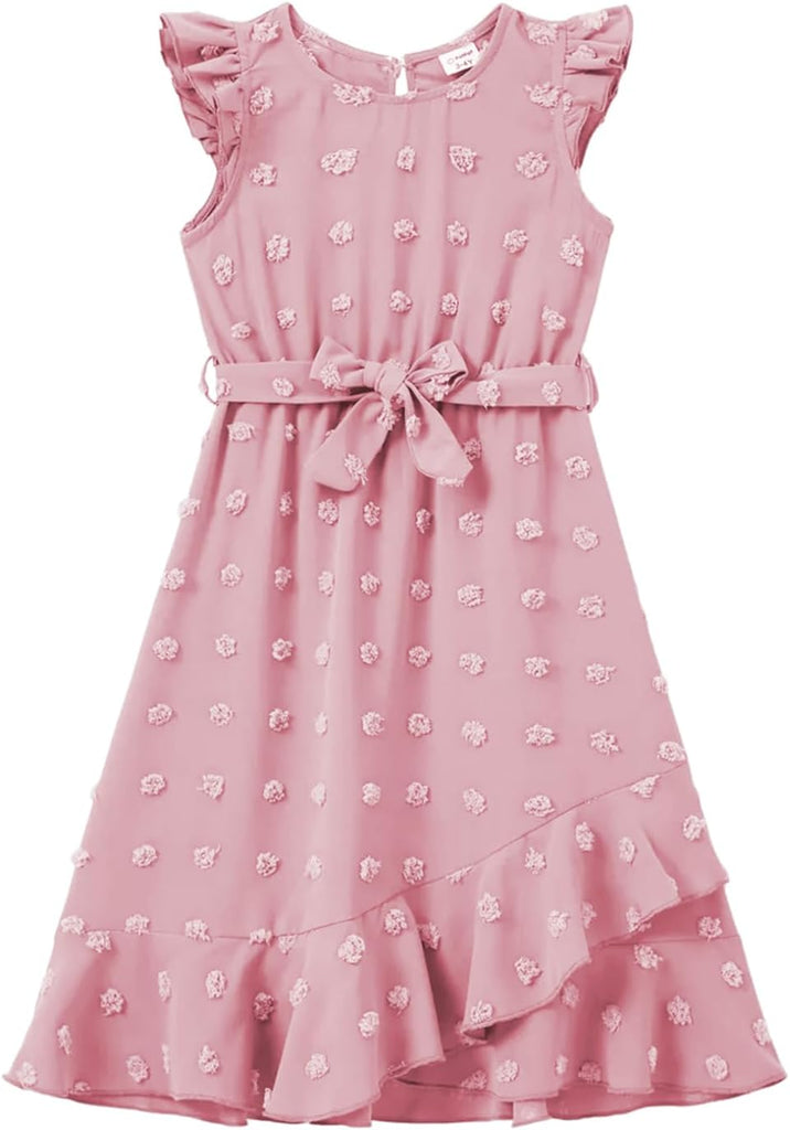 Girls Summer Short Sleeve Swiss Dot Dresses