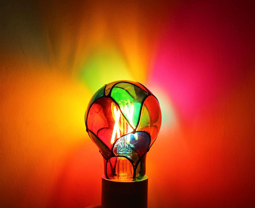 Dimmable Stained Glass LED Light Bulb Led Color Bulb,E26 Base 4 Watts A19/A60 LED Light Bulbs,for Party Light,Festive