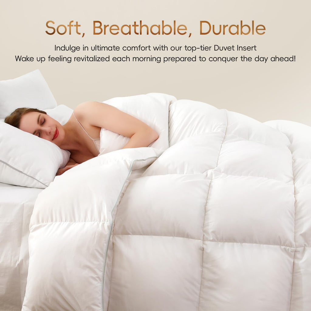 Luxury Goose Feather Down Comforter California King Size - 1600 TC/DM Cotton Blend Medium Warmth Duvet Insert for All
