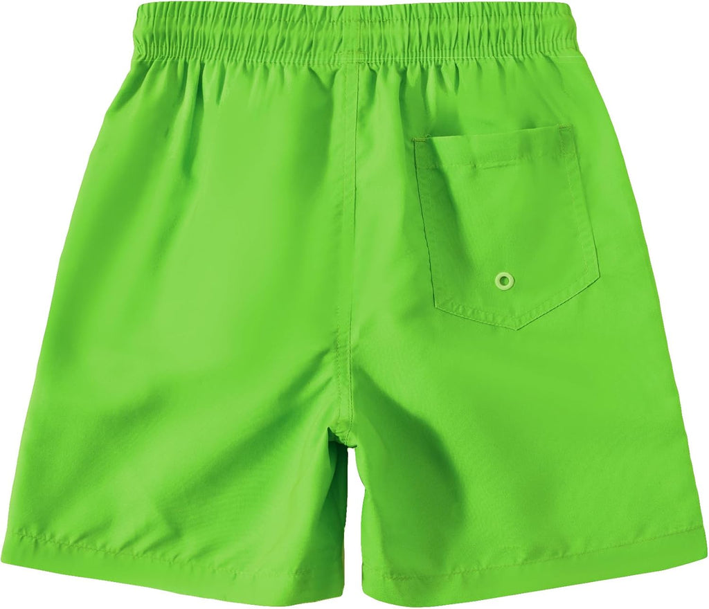 2 Pack Boys Swim Trunks, High-Visibility Safety Colors and American Flag, Quick Dry Kids Shorts