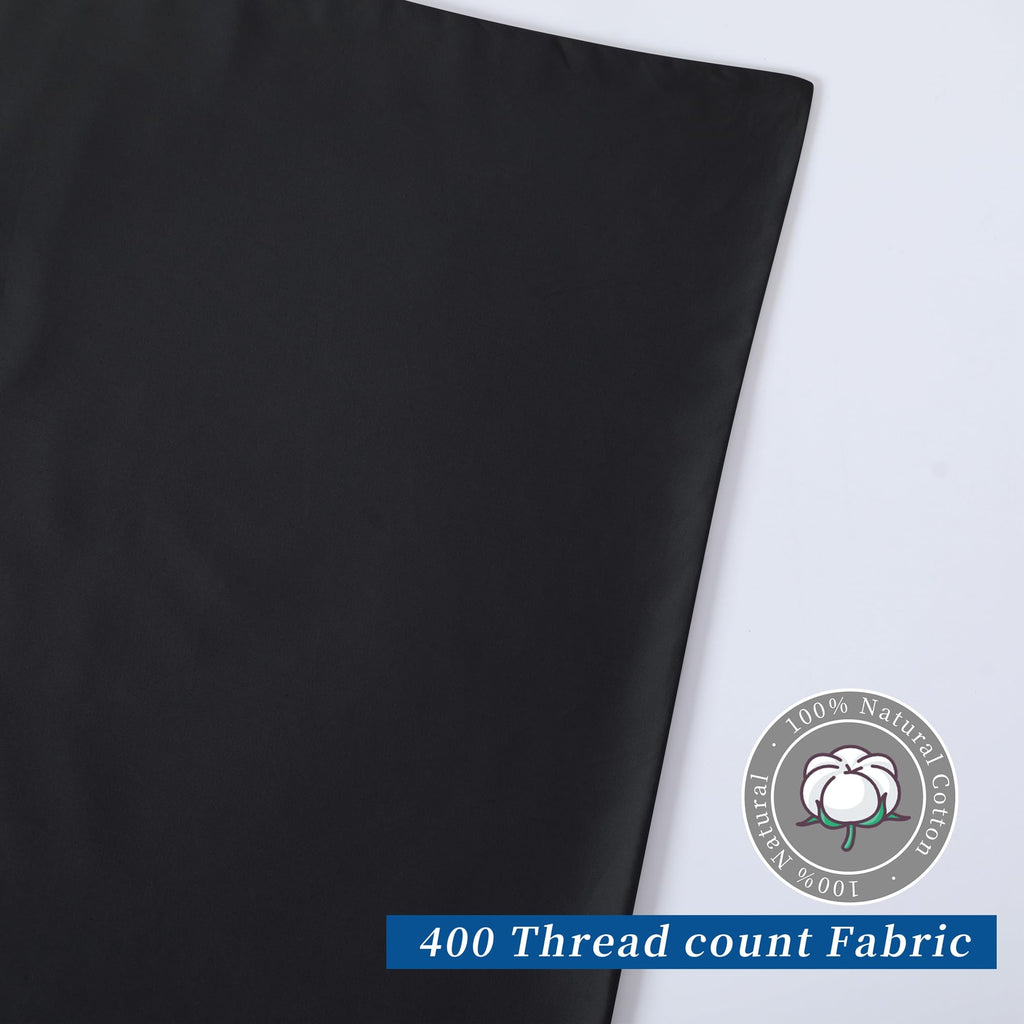 Pillow Cases Queen Size 4 Pcs, 100% Egyptian Cotton 400 Thread Count Sateen Weave Black Pillowcases Queen Size