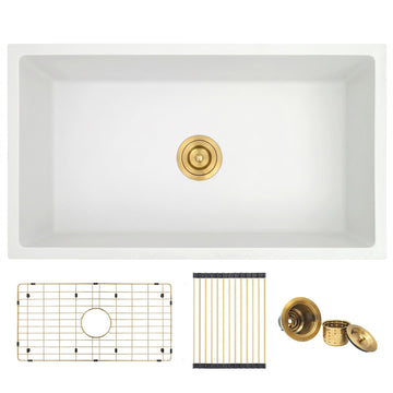 30''x18''White Undermount or Drop In Granite Composite Kitchen Sink