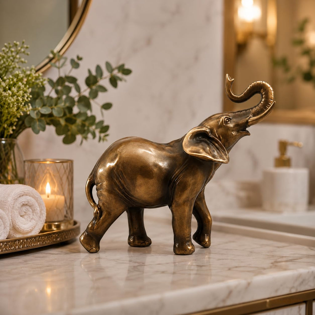 6.77 Inch Elephant Statue, Trunk Up Decor
