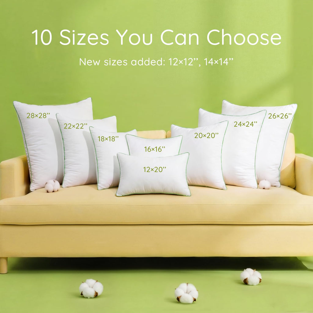 26x26 Pillows Insert (Set of 2) - Throw Pillow Inserts with 100% Cotton Cover - 26 Inch Euro Pillows Sofa Stuffer