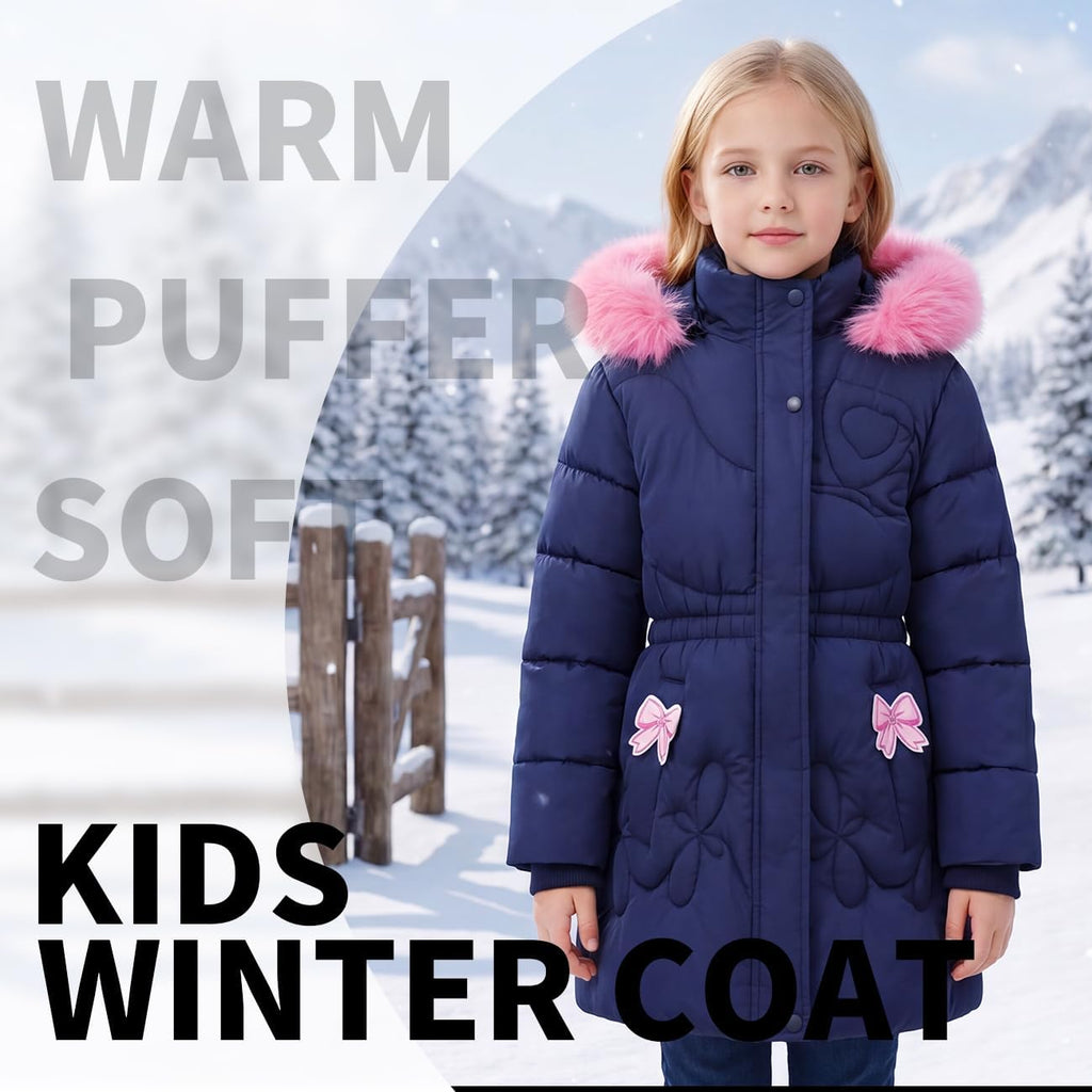 Winter Coat For Girls Puffer Jackets Collar Hooded Parka