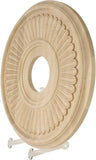 16"OD x 3 7/8"ID x 1 1/8"P Carved Berkshire Ceiling Medallion, Red Oak (Fits Canopies up to 5 1/4")