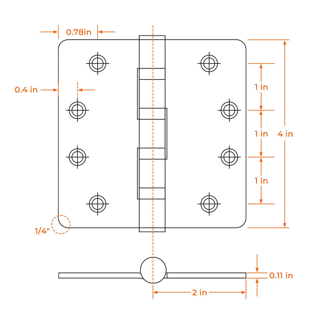 6 Pack Oil Rubbed Bronze Door Hinges with 1/4" Radius Corner