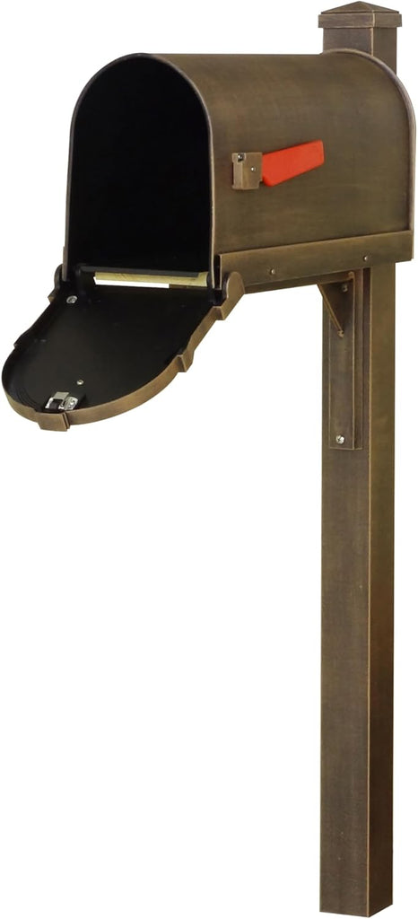 Savannah Curbside Mailbox with Wellington Post - Copper Aluminum Mailbox with Post