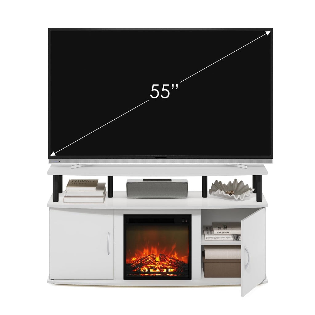 Jensen Fireplace TV Stand, Entertainment Center, TV Console for TV up to 55 Inch with Fireplace and Doors Storage