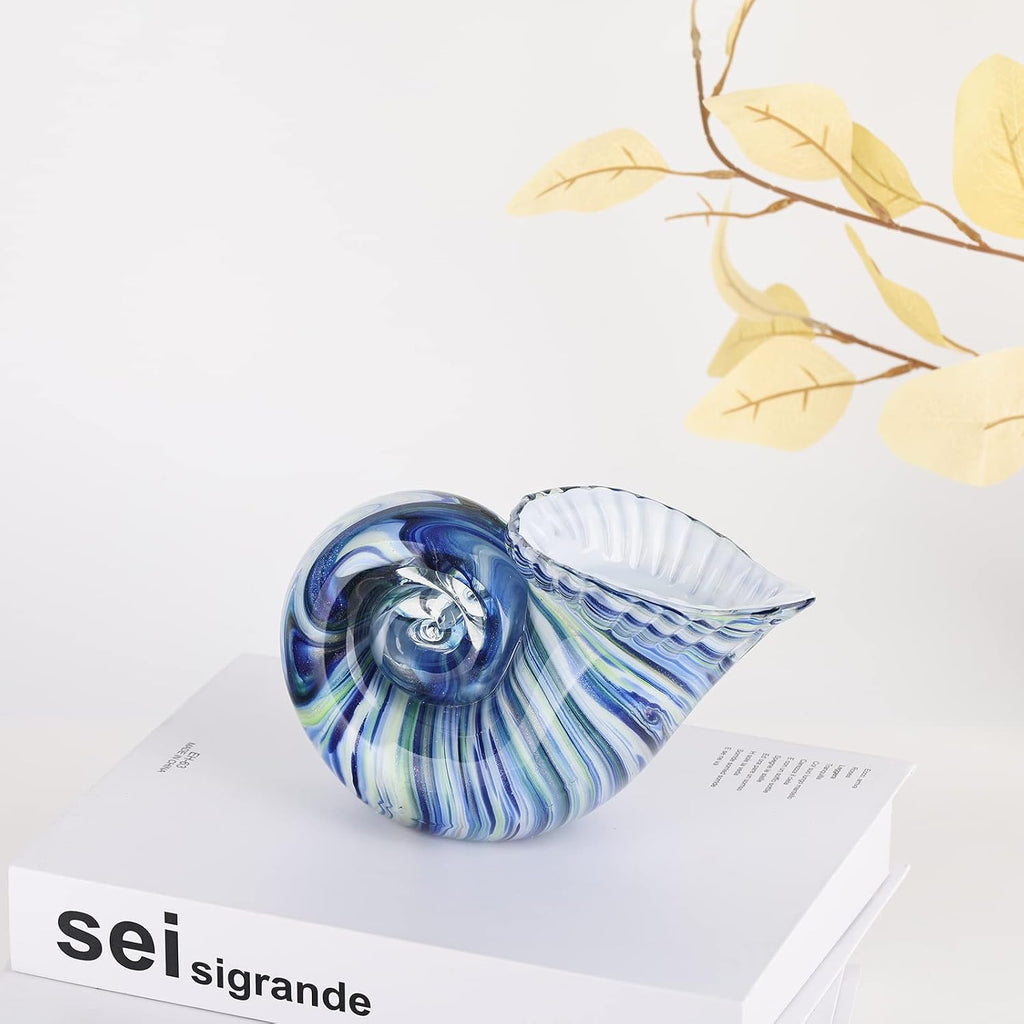 Hand Blown Glass Shell Decoration, Art Glass Conch Sculpture, Colorful Shell Statue for Room Office Coffee Table - Set of 20