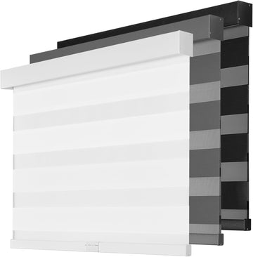 Cordless Zebra Blinds for Windows,Free-Stop Pull Down Roller Shades,Dual Layer Privacy for Day and Night,Light