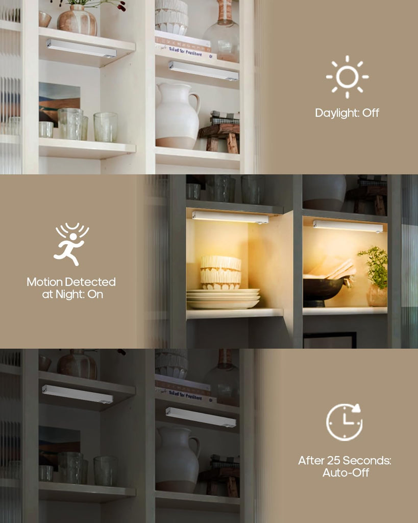 7" Under Cabinet Lighting with Rechargeable Battery, 3 Pack