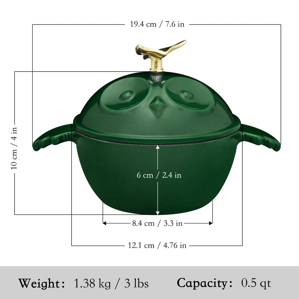 16 OZ Mini Dutch Oven, 0.5 Qt Enameled Cast Iron Cocotte with Lid