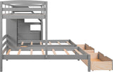 Triple Bunk Bed with Stairs, Twin Over Twin & Twin Bunk Bed for 3, Triple Bunk Bed with Drawers