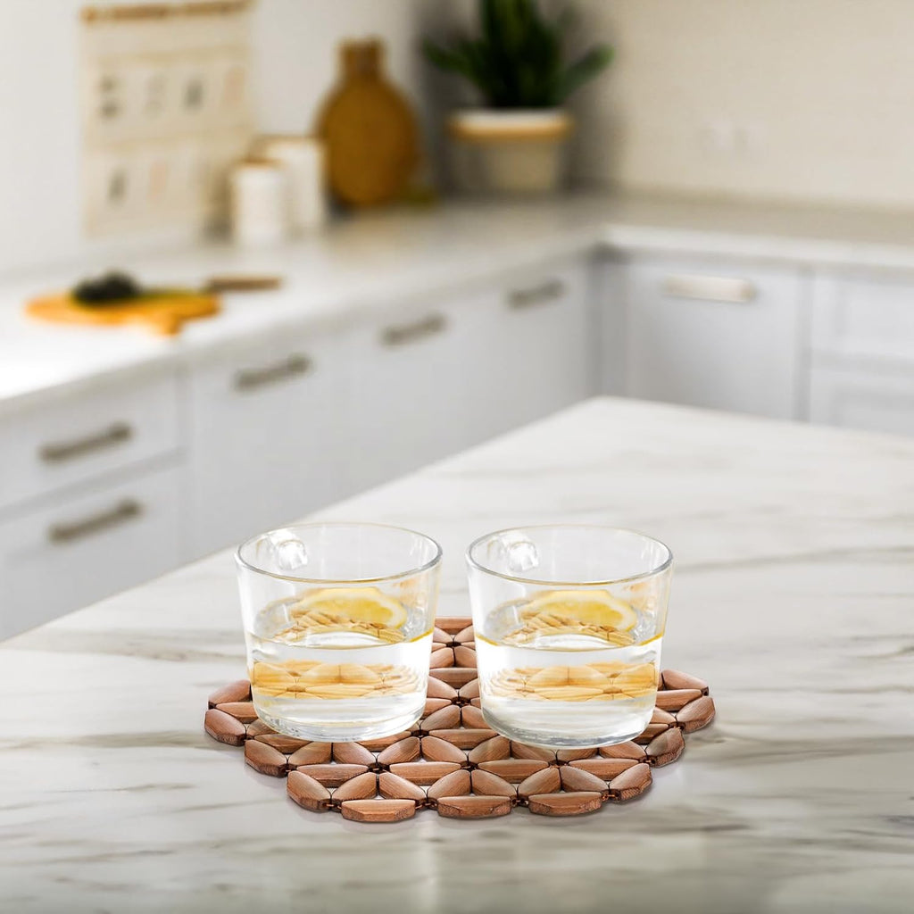 Bamboo Trivet Mat, Bamboo Hot Plate Pad, Heat Resistant Table Counter Protector, Coaster for Hot Tea Coffee - Set of 8