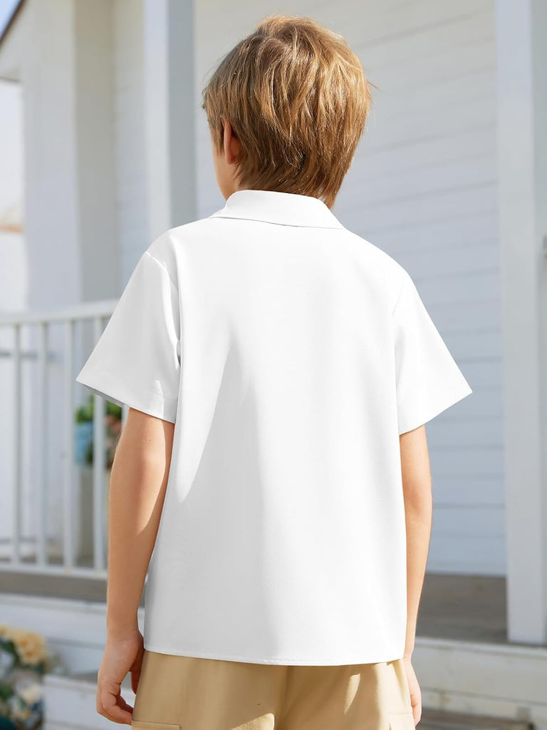 Boys Button Down Shirts Short Sleeve Formal Uniform