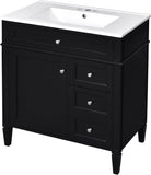 24-Inch Bathroom Vanity with Sink, Modern Single Sink Storage Cabinet with 2 Doors and Tip-Out Drawer, Solid Wood Frame