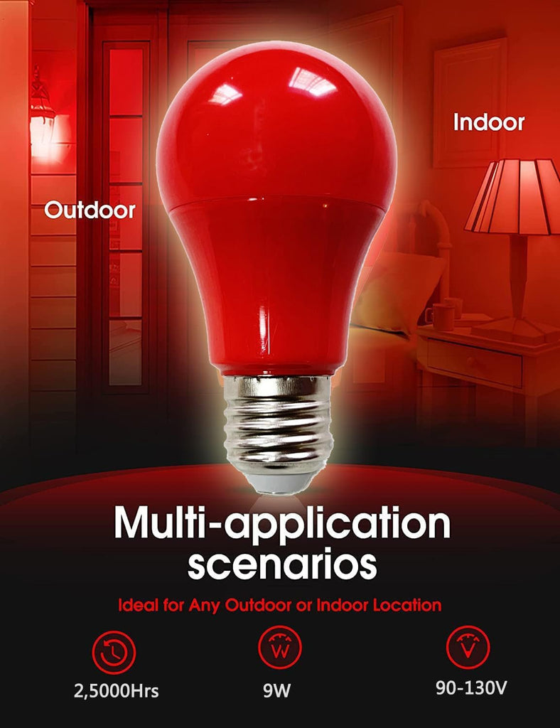 Red Light Bulb, 100W Equivalent A19 LED Color Light Bulbs, E26 Base