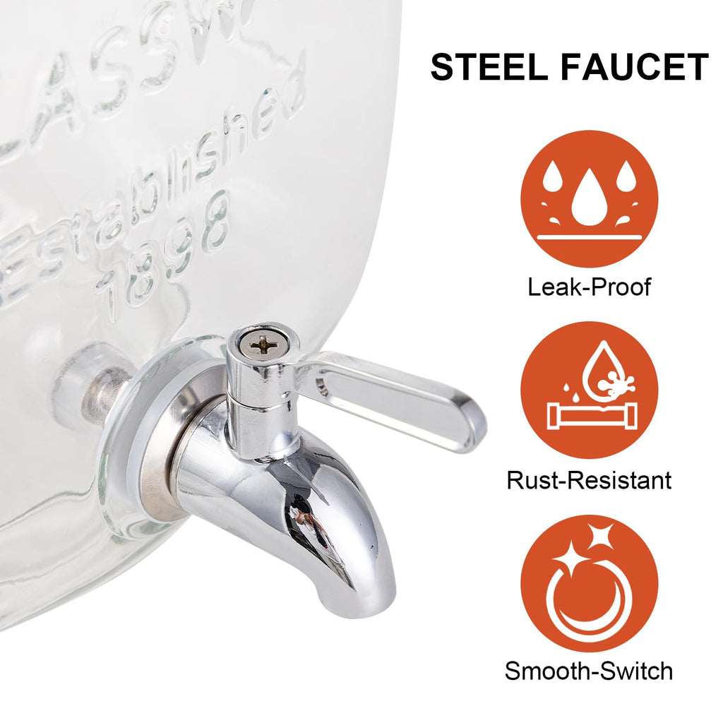 2 Gallon for Parties, Beverage Dispenser with Stand, Fruit Infuser and Stainless Steel Spigot 100% Leakproof