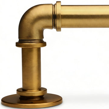 Soft Gold Industrial Curtain Rod for Windows 18 to 144 Inches, 1 Inch Adjustable Drapery Pole, Heavy Duty