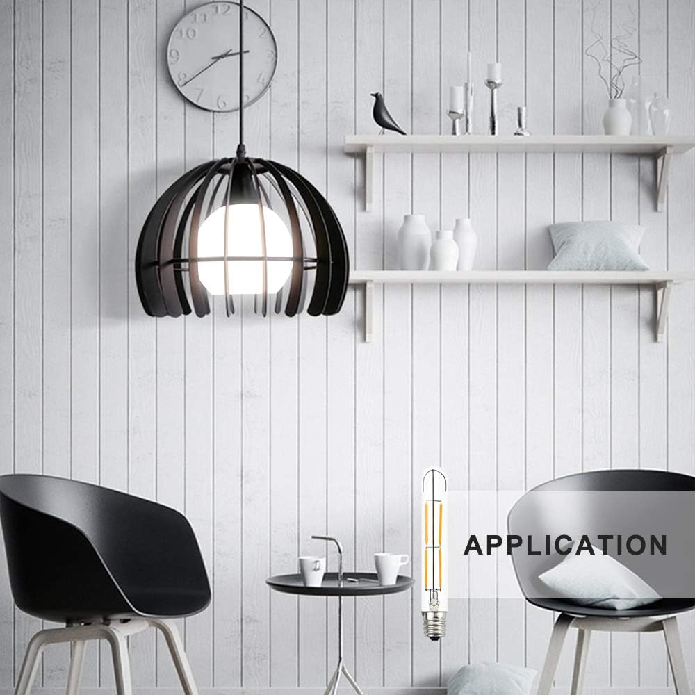 4W LED T6.5 Tubular Filament Bulb Dimmable, E17 Intermediate Base T6.5 LED Appliance Light 5.7" Length 40W