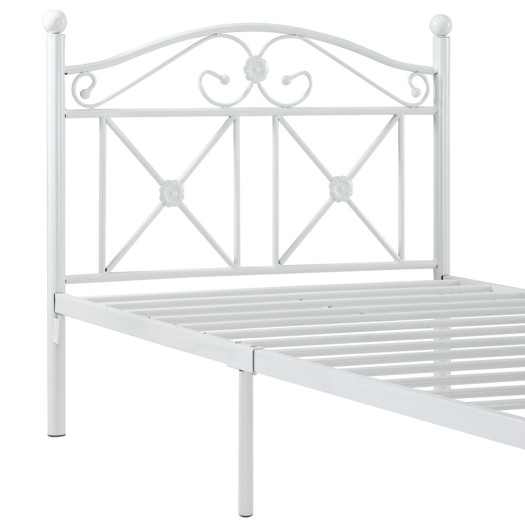 Cottage Modern Farmhouse Metal Twin Platform Bed in White