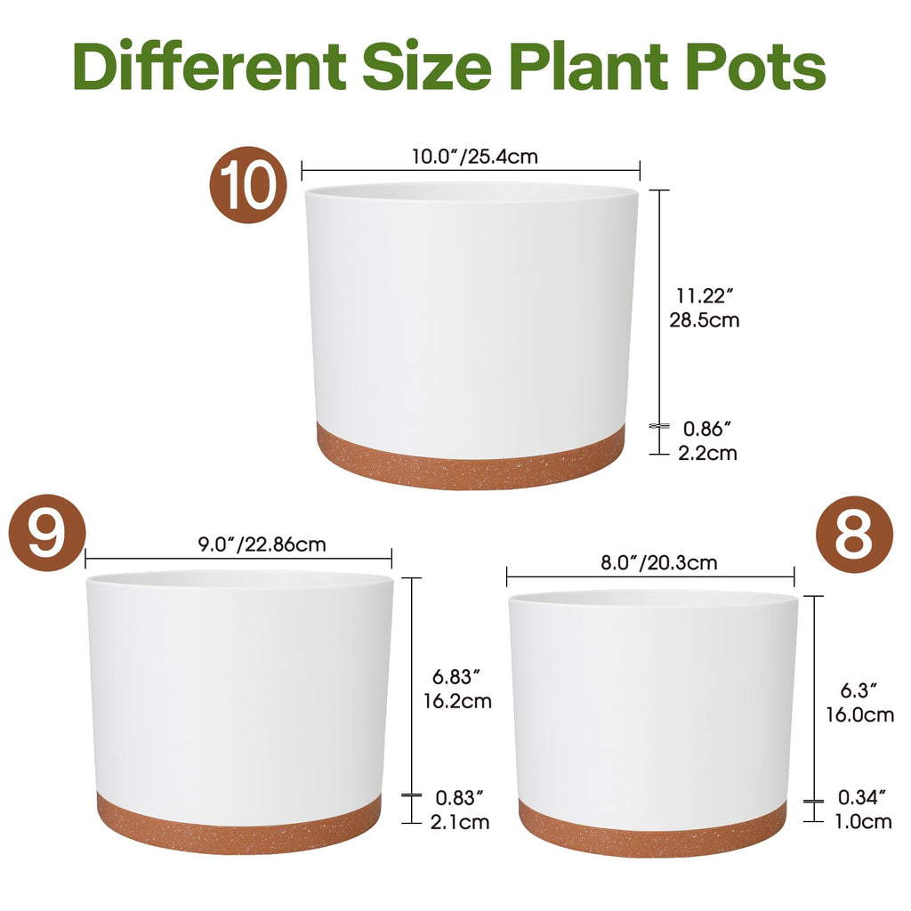 3 Pack Cylinder Planter Set 10/9/8 Inch White Indoor Plant Pots