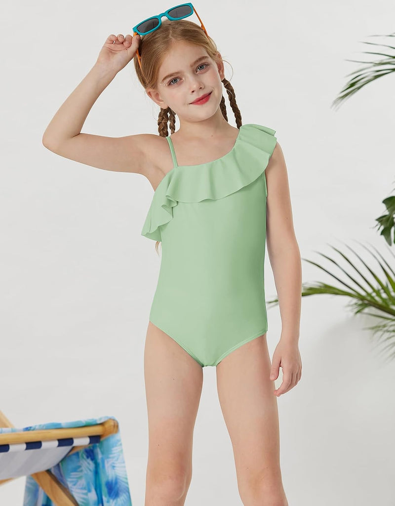 Girls One Piece Swimsuits with Mesh Skirt Bathing Suit Swimwear
