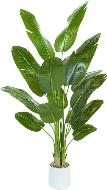 Bird of Paradise Artificial Tree 7ft Tall Faux Plant, Fake Banana Leaf Plant Indoor, Faux Palm Tree Faux Floor Plants