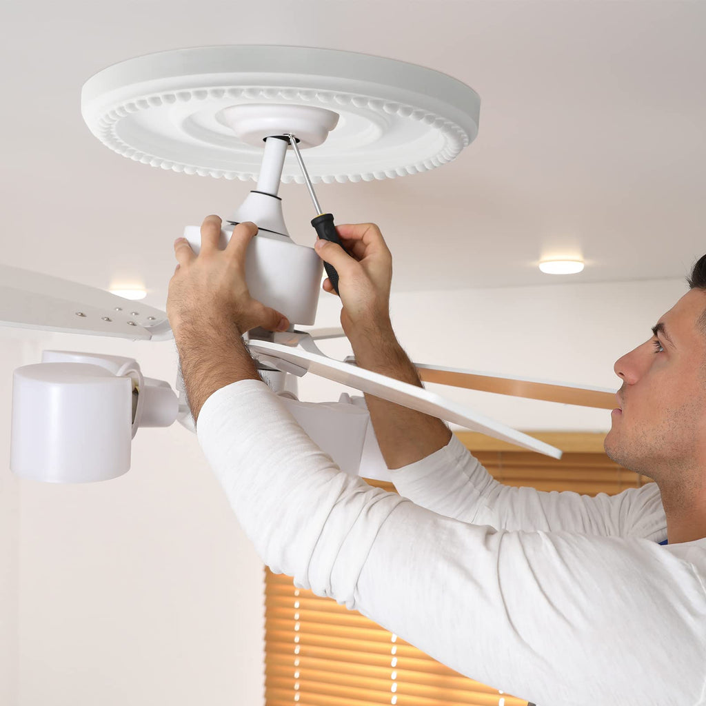 2 Pieces Ceiling Medallion Ceiling Fan Light Covers 12 1/2 OD x 3 7/8 ID x 3/4 P Smooth Ceiling Medallions for Light