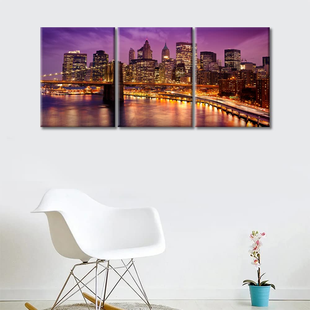 Brooklyn Bridge Canvas Print Wall New York City Picture Print on Canvas Wall Cityscape Photography Modern Multicolor